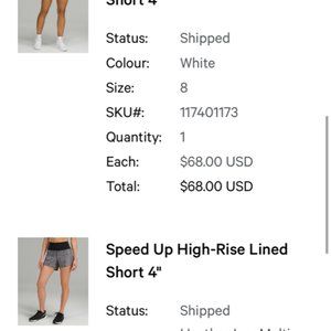 Lululemon 4inch white shorts